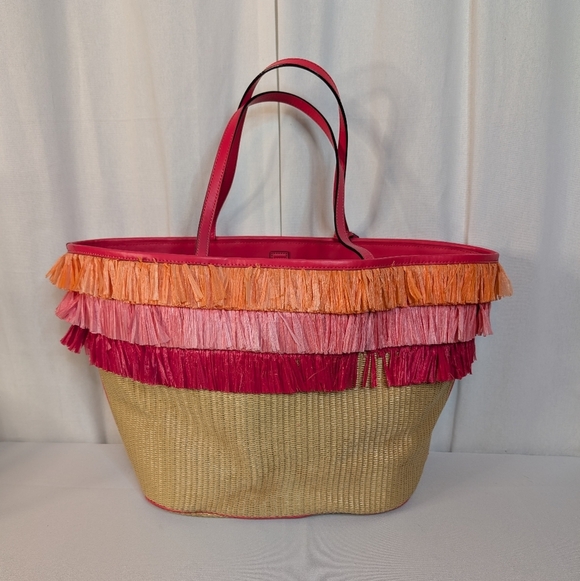 Kate Spade New York Anabette Woven Straw And Colorful Fringe Tote Bag - Picture 2 of 7